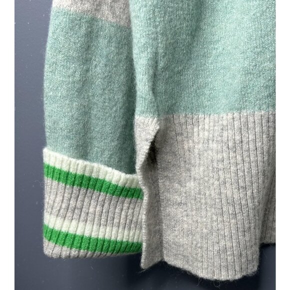 J Crew Sweater Womens M Gray Green Striped Turtleneck Supersoft Alpaca Wool - Picture 4 of 15